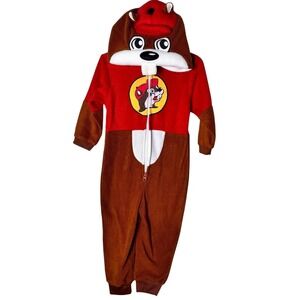 Toddlers Bucees Beaver Fleece Hooded Pajama Costume Jumpsuit Sleepwear 3T